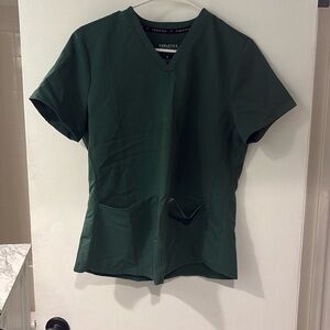 Fabletics Scrub Top Two Pocket scrub top Womens Small Green Short Sleeve